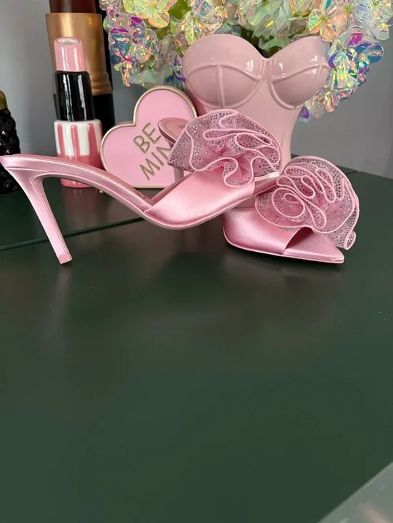 ALDO x Disney Aurora Pink Satin Ruffle Heels - Picture 2 of 5
